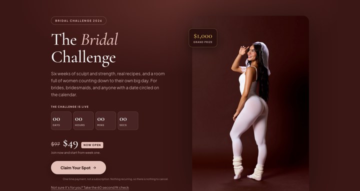 The Bridal Challenge page