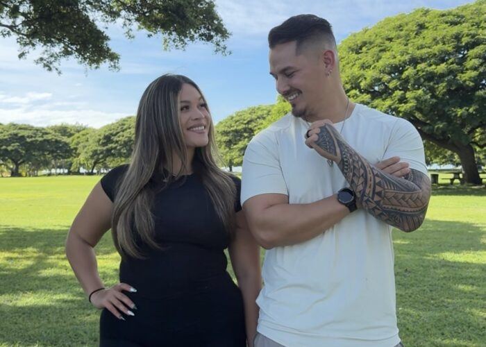 Britt and Kimo in a park