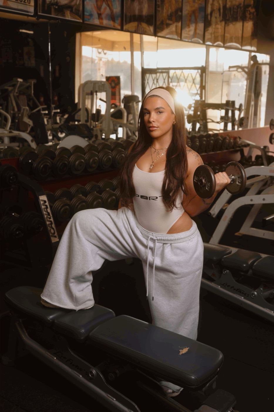 Jaz Margalef training with a dumbbell