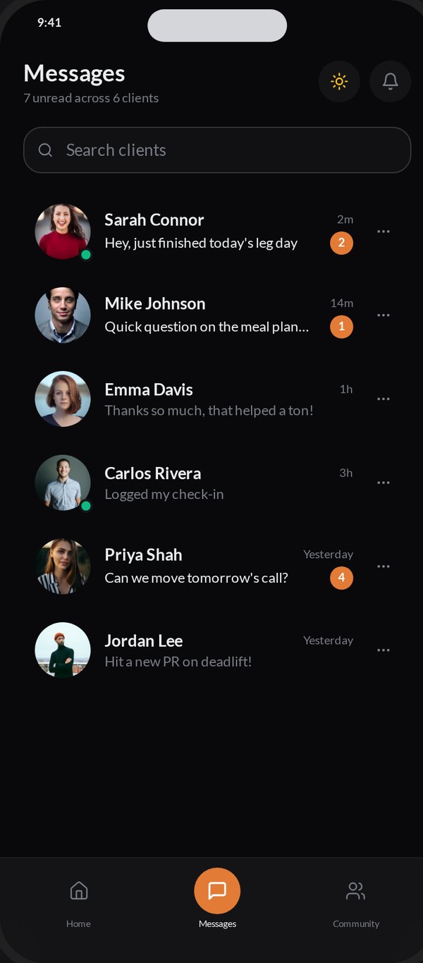 Coach app messages