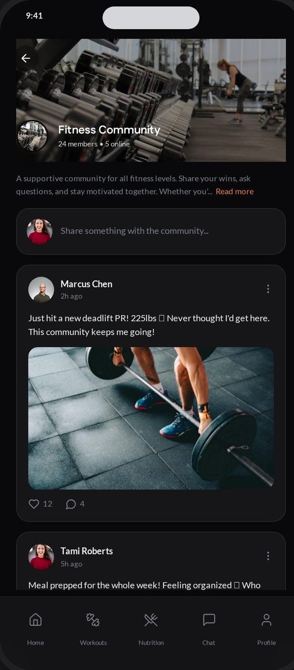 Community feed in the app