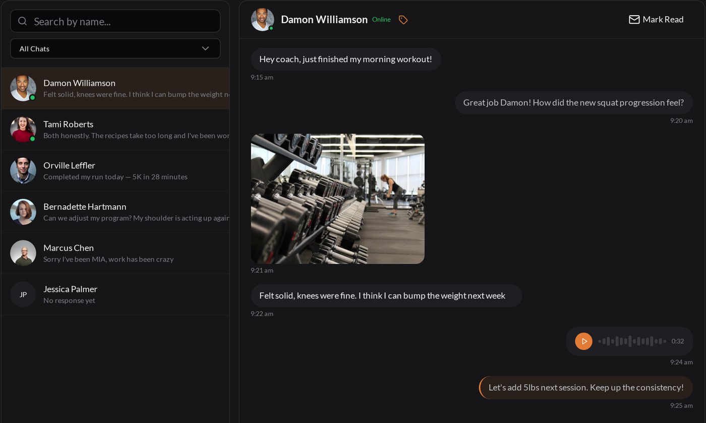 Coach messages with a voice note