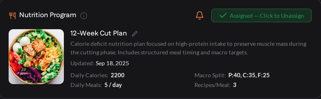 Assigned nutrition program